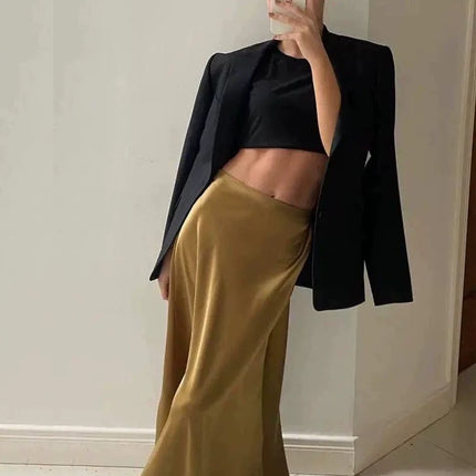 Floor-Length Extended Version for Tall Individuals, 2025 Spring Imported Japanese Triacetate Ankle-Length A-Line Fishtail Skirt