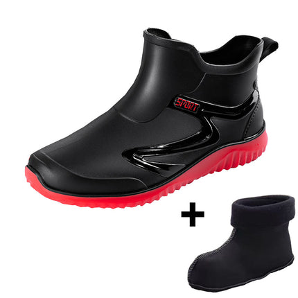 New Foreign Trade Rain Boots for Men, Short-Tube Waterproof Non-Slip Work Rubber Shoes, Low-Top Soft-Soled Fishing Rain Boots, Men's Water Shoes