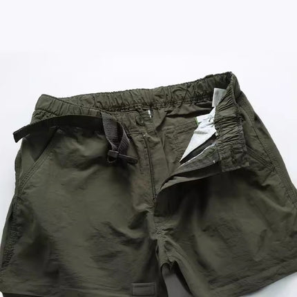 Lang Buckle Summer Outdoor Casual Trousers Men's Loose plus size Multi-Pocket Overalls Removable Quick-Dry Double-Cut Shorts