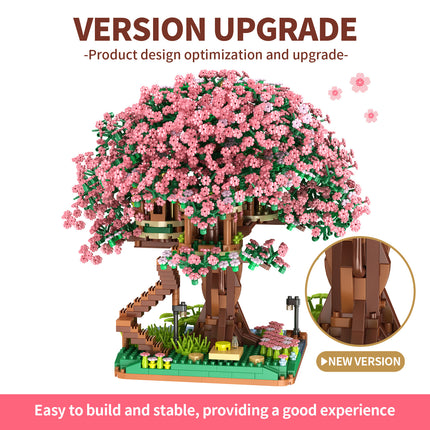 Cross-border TEMU Compatible Lego Sakura Tree House Rainbow Tree Blocks Children's Educational Assembled Toys for Girls Gift