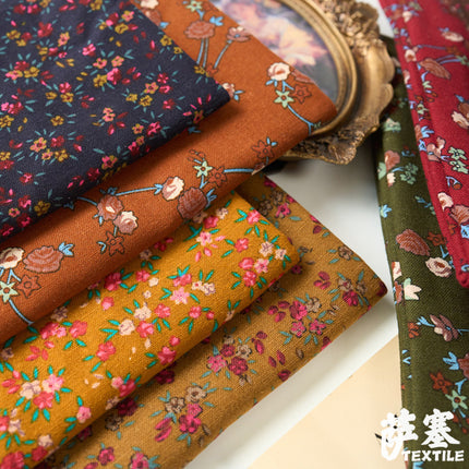 Ethnic Bohemian Fabric Printed Cotton and Linen Small Floral Pastoral Style Clothing Fabric Retro Southeast Asia