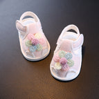 Pink six-petal flower [summer sandals zj] / Inner length 11cm (recommended for 0-4 months)