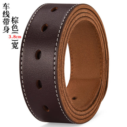 Manufacturer Wholesale Men's Pin Buckle Pure Cowhide Leather Belt Retro Plus Large Size Belt Men's Trouser Belt Dropshipping