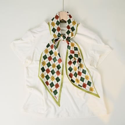 2025 European and American-style Beveled Silk Scarf Cross-border Silk Cashew Dot Long High-end Ribbon Scarf Women's Belt