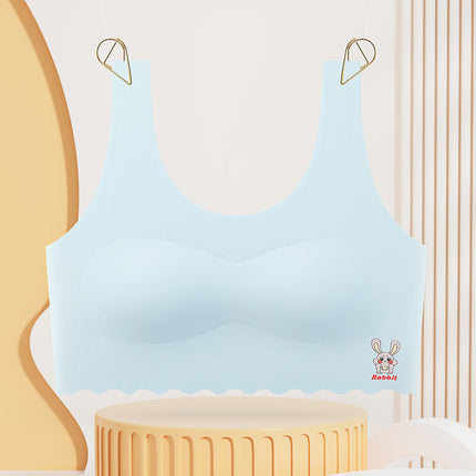 Cute Cartoon Traceless Junior High School Students Developmental Girls' Underwear Breathable Girls' Beautiful Back Anti-bump Girls' Bra