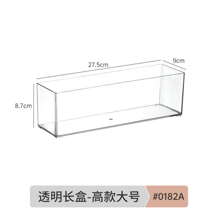 Desktop Storage Box Drawer Built-in Partition Transparent Acrylic Narrow Long Rectangular Cosmetic Workstation Kitchen