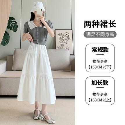 White Cake Skirt High Waist Slim Look All-match Skirt Loose Waist Korean Style Gentle Sweet Small Medium-length Skirt