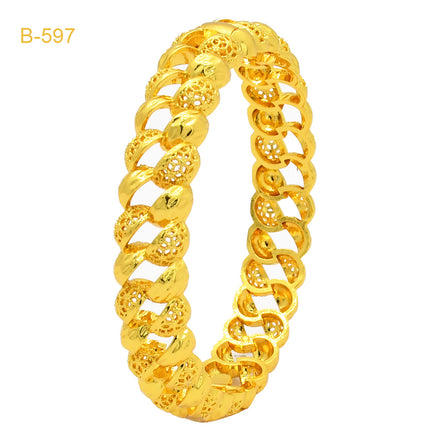 Cross-Border fashion Vietnam Gold hollow bracelet vacuum plating 24k not easy to fade wedding vintage carved bracelet