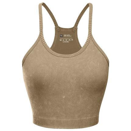 Cross-border Lulu Sports Underwear Washed Vest Naked Yoga Bra Women's Summer Comfortable Quick-drying All-match