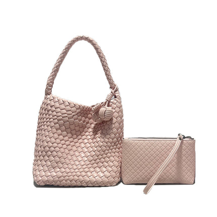 Hand-woven bag double-ball portable bucket bag 2025 new fashion basket bag shoulder underarm bag tote bag