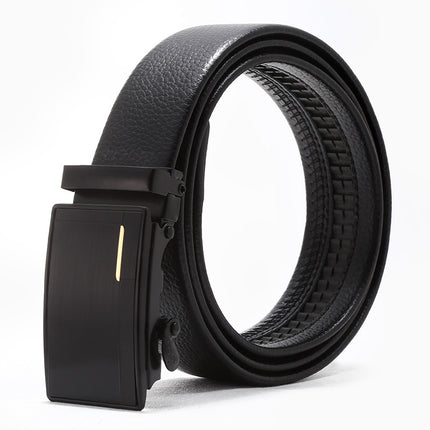 Automatic buckle men's belt young luxury business fashion Korean version of simple litchi pattern black pants belt wholesale