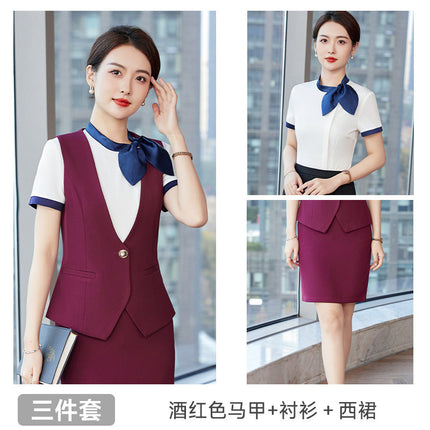 Professional suit Summer Hotel Front Desk Tooling Beautician Work Clothes Female 2024 New Catering Uniform Vest