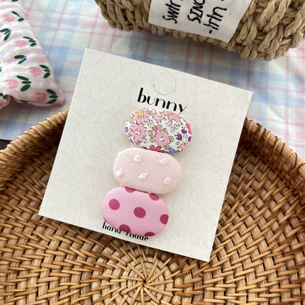 Korean-Style Fabric Children's Hair Accessory Small Oval Floral Bb Clip Fresh Versatile Baby Hairpin Hair Ornament Bangs Hair Clip