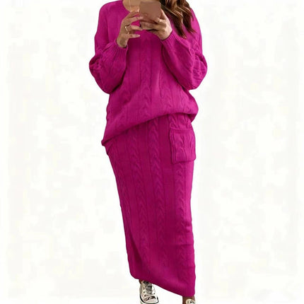 2026 Autumn/Winter New Women's Fashion Amazon European and American Style Cable Knit Sweater Women's Set Dress