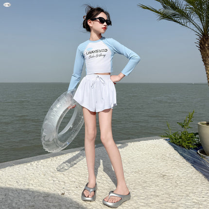 Girls' Swimsuit Summer 2025 New High-Looking Little Girl's One-Piece Sun Protection Suit Split Girl's Swimsuit