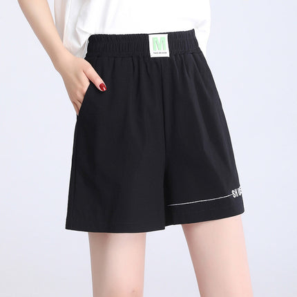 elastic waist plus size slightly fat mm black outer shorts women's high waist summer ladies bottoming hot pants live hot