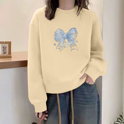 wine red New Year Sweat Women's 2025 New Autumn and Winter All-match Loose High-end fleece-lined Long-sleeved Spring Thin Top