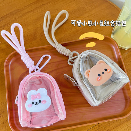 Original Cute Patch Transparent Coin Purse Headset Mini Storage Bag Keychain Going Out Small Schoolbag Pendant
