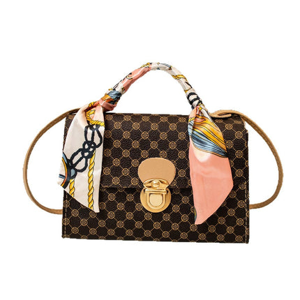 Ladies Bags Simple Printed Small Bag 2024 Korean-style Casual All-match Shoulder Bag Printed Scarf Handbag