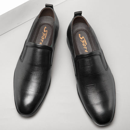 Foot-on Slip-on Leather Shoes Men's Cowhide Face Soft Bottom Breathable Soft Face Men's Casual Round-toe Business Casual Leather Shoes