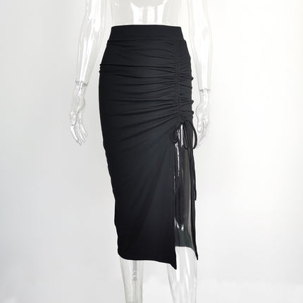 European and American Cross-border Fashion Women's Clothing 2022 Independent Station Summer Hot Season New High Waist Split Slim Fold Skirt