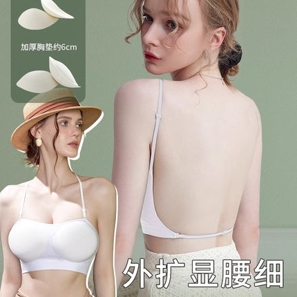 Halter Neck Bra for Women with Small Breasts, Large Breasts, Large U-Shaped Back, Strapless Push-Up Anti-Slip Invisible Bra