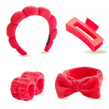 Cross-border Amazon Face Wash Hair Band Five suit Sponge Twist High Cranial Top Head Band Wrist Band Hair Band