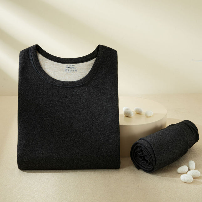 Cotton Wool Silk Derong Ab Side Men's and Women's Couple Thermal Underwear Set Heating Autumn Clothes and Pants Set Plus