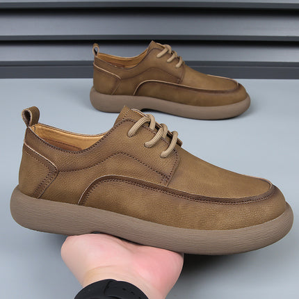 2024 Spring and Summer New Men's Shoes Breathable Retro British Style Leather Shoes Men's Comfortable Trendy All-match Casual Shoes