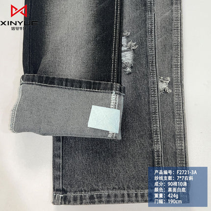Autumn and Winter Thickeneded 13A Washed Denim Fabric Dark Blue Black Denim Jacket Work Clothes Clothing Fabric