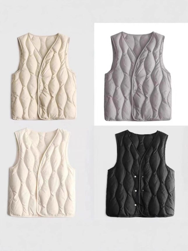 Women's Short down Vest for Winter, Lightweight, Close-Fitting, Warm V-Neck Vest, Base Layer Inner Wear, Inner Liner Sleeveless Vest