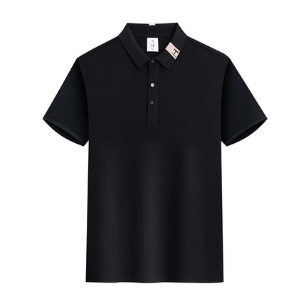 200g spring and summer ice silk cotton business short sleeve lapel POLO shirt fast sweat-wicking silky wear-resistant non-pilling anti-wrinkle