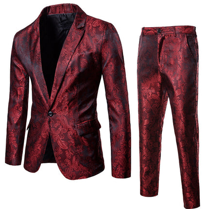 2023 foreign trade autumn new men's bright face dark pattern suit nightclub one button men's lapel suit suit