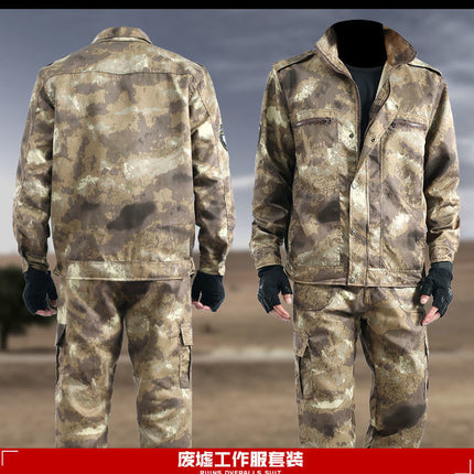 Spring and Autumn Camouflage Clothing Men's Suit Site Wear-resistant Dirty-resistant Labor Protection Work Clothes Auto Repair Machine Repair Welding Suit