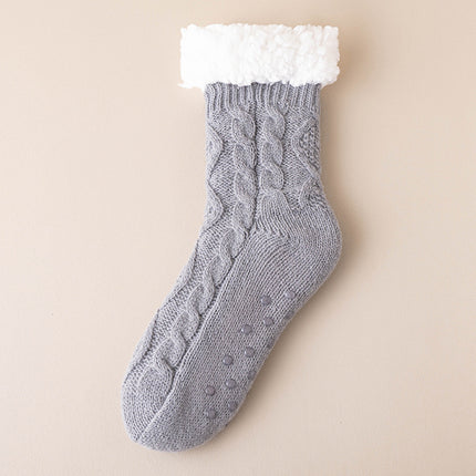 Lamb Velvet Socks Women's Autumn and Winter fleece-lined Thickened Warm Feet Home Sleeping Warm Plush Postpartum Floor Socks