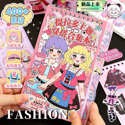 Tirado Outfit Theme Dress-Up Book for Girls and Kidsren Cute Princess Style Creative DIY Clothing Makeup Sticker Book