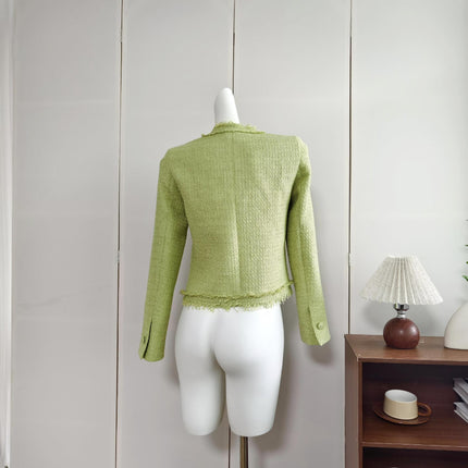 in stock Green Chanel Style Coat Women's Autumn New Design Socialite Elegant Short Tops