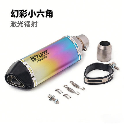NINJA400 Ninja 250 R3 ZX6R Huanglong 600 Motorcycle Sports Car Modified Universal Small Hexagon Exhaust Pipe