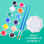 Waterproof acrylic 12 color paint 2 brushes 1 palette