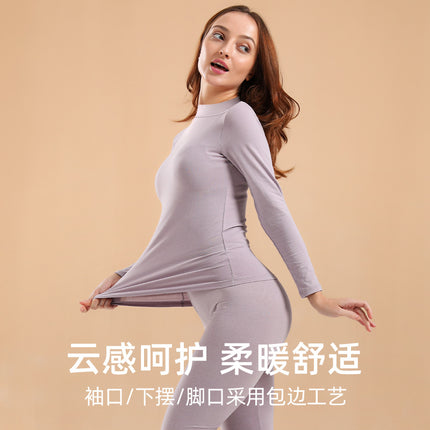 Autumn and Winter Women's Pure Cotton Thin Thermal Underwear Set 2025 New Autumn and Winter Mid-Neck Full Cotton Base Layer Thermal Sweater