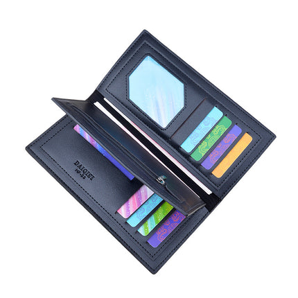 New Wallet Men's Long Wallet Vertical Fashionable Stitching Color Contrast Soft Wallet Multi-card Banknote Clip suit Bag