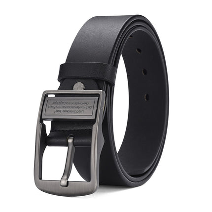 Men's Vintage Leather Belt with Pin Buckle, Foreign Trade Business Fashion Casual Japanese-Style Alloy Buckle Waist Belt, Factory Direct Delivery
