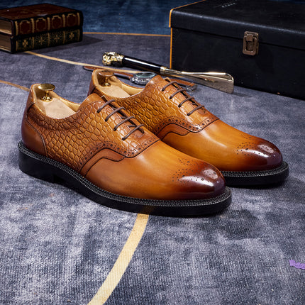 Elegant Men's Business Dress Shoes High Quality Natural Full Cow Leather Men Social Modern Office Pointed Toe Oxford Shoes
