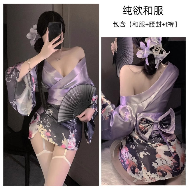 2025 New Sexy Japanese Kimono Qqny No Temptation Bed Passion Temptation Shame Nightgown