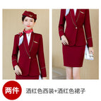 Wine red suit + skirt / S