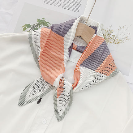 New wrinkled small square scarf female Korean imitation silk printed wrinkled small scarf Joker scarf decorative scarf wholesale