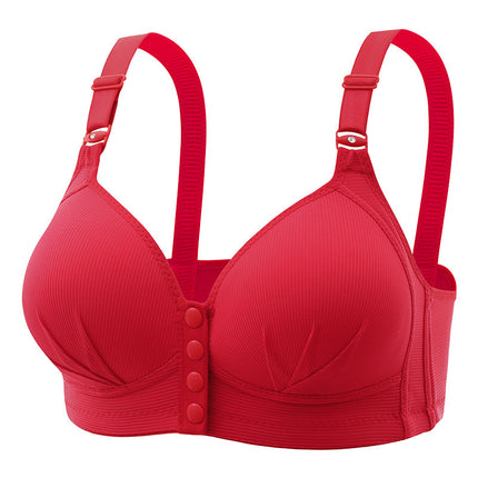 Cross-border plus size Front Buckle Vest Bra Gather-up No Steel Ring Thin Middle-aged Mother Beautiful Back Underwear Bra