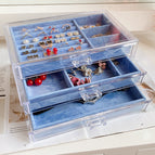 [royal blue] 3-layer jewelry box (with plastic inner drawer) / 24*14*10cm
