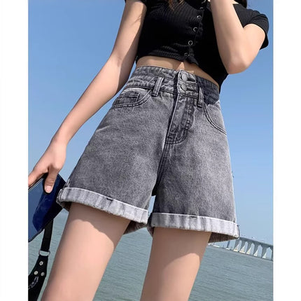 Women's Summer Thin Denim Shorts 2025 New Trendy High-Waisted Slimming Internet Celebrity Petite Loose A-Line Hot Pants