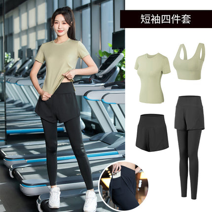 Yoga Clothing Suit for Women 2025 New Flesh-Covering Running Suit for Women Morning Running Sports Fitness Quick-Drying Clothing Wholesale